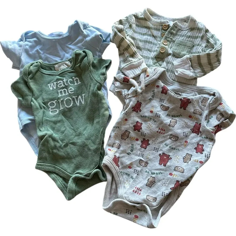 Baby Boy Outfit Bundle Size 0-3 Month Newborn Infant Onesies Pants Shorts Shirts